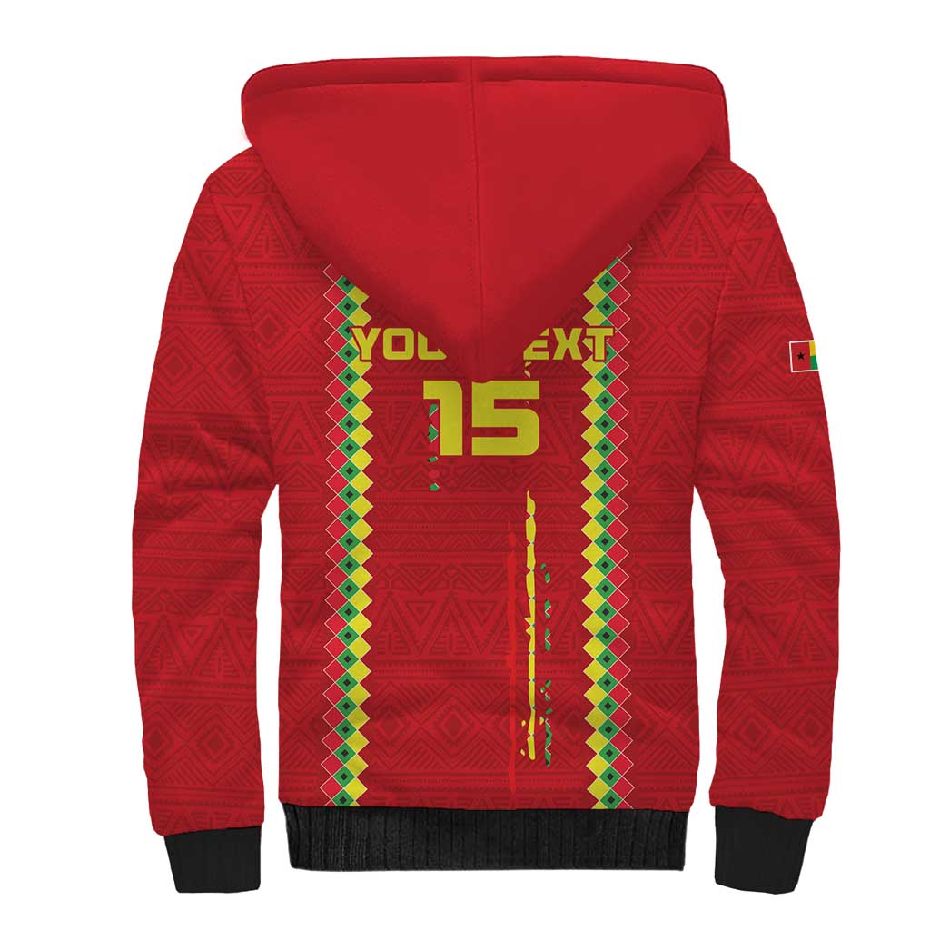 Custom Guinea Bissau Football Sherpa Hoodie Go Djurtus - Red Ver - Wonder Print Shop