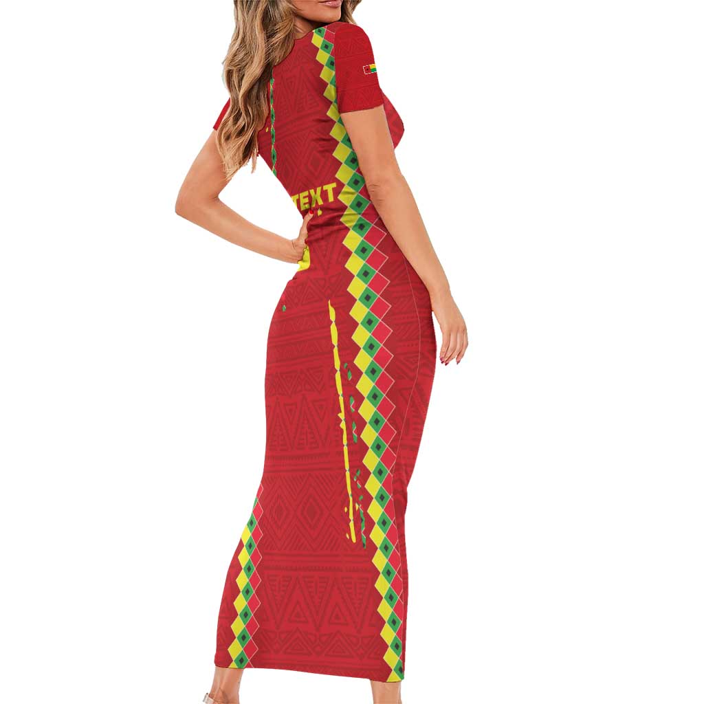 Custom Guinea Bissau Football Short Sleeve Bodycon Dress Go Djurtus - Red Ver - Wonder Print Shop