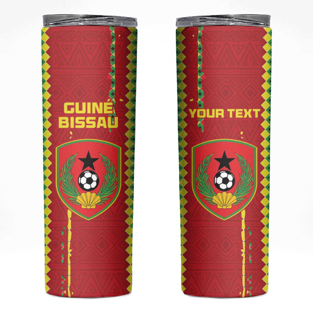 Custom Guinea Bissau Football Skinny Tumbler Go Djurtus - Red Ver - Wonder Print Shop