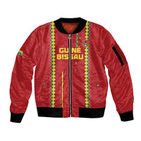 Custom Guinea Bissau Football Sleeve Zip Bomber Jacket Go Djurtus - Red Ver - Wonder Print Shop