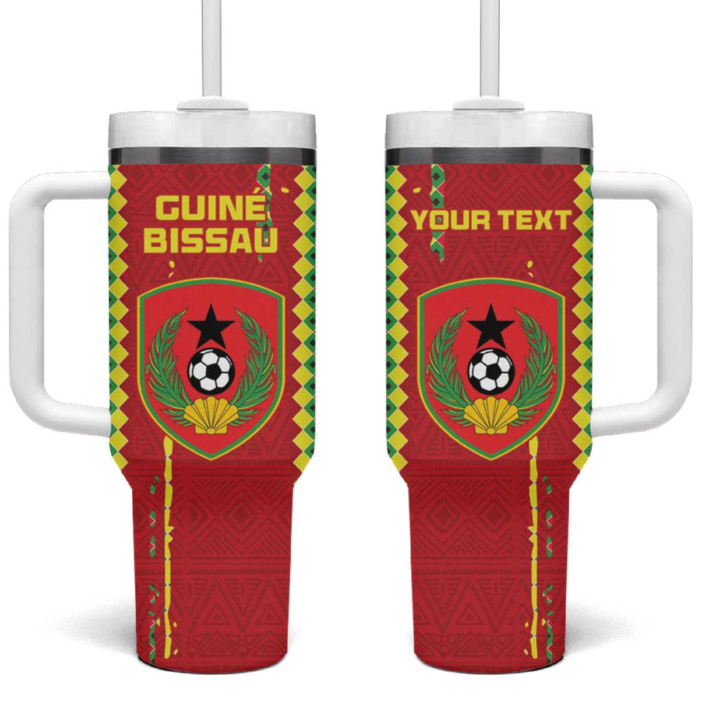 Custom Guinea Bissau Football Tumbler With Handle Go Djurtus - Red Ver - Wonder Print Shop