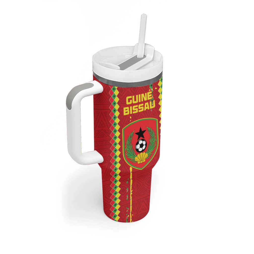 Custom Guinea Bissau Football Tumbler With Handle Go Djurtus - Red Ver - Wonder Print Shop