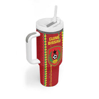 Custom Guinea Bissau Football Tumbler With Handle Go Djurtus - Red Ver - Wonder Print Shop