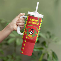 Custom Guinea Bissau Football Tumbler With Handle Go Djurtus - Red Ver - Wonder Print Shop