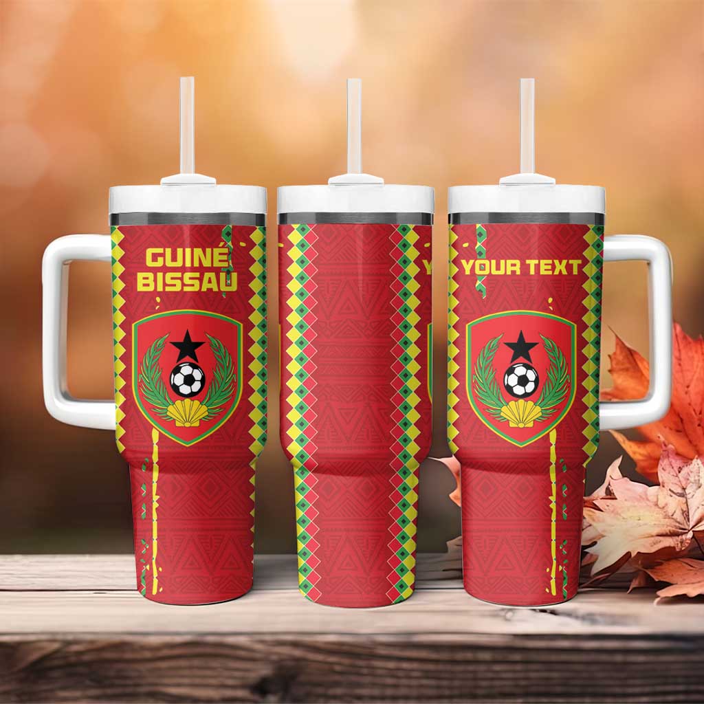 Custom Guinea Bissau Football Tumbler With Handle Go Djurtus - Red Ver - Wonder Print Shop
