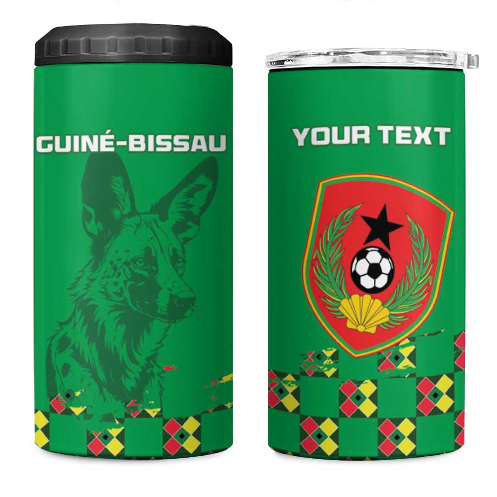 Custom Guinea Bissau Football 4 in 1 Can Cooler Tumbler Go Djurtus - Green Ver - Wonder Print Shop