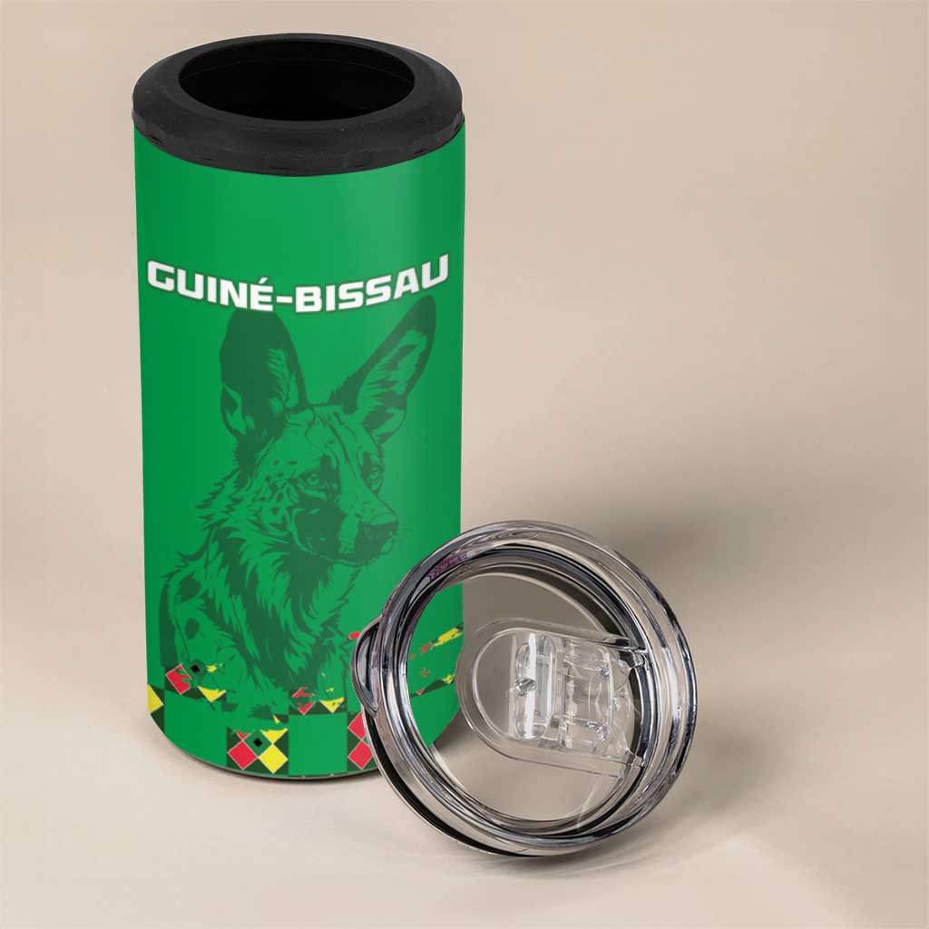 Custom Guinea Bissau Football 4 in 1 Can Cooler Tumbler Go Djurtus - Green Ver - Wonder Print Shop