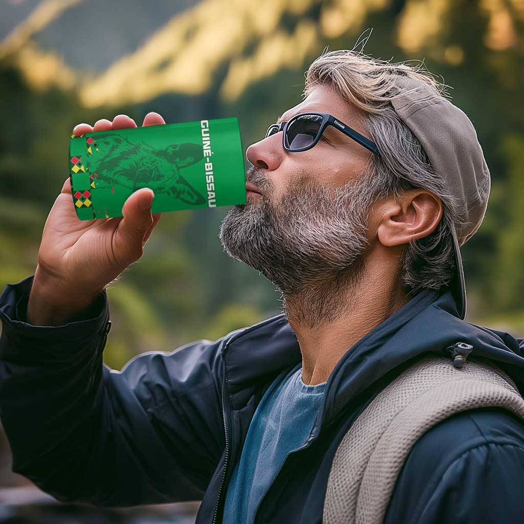 Custom Guinea Bissau Football 4 in 1 Can Cooler Tumbler Go Djurtus - Green Ver - Wonder Print Shop