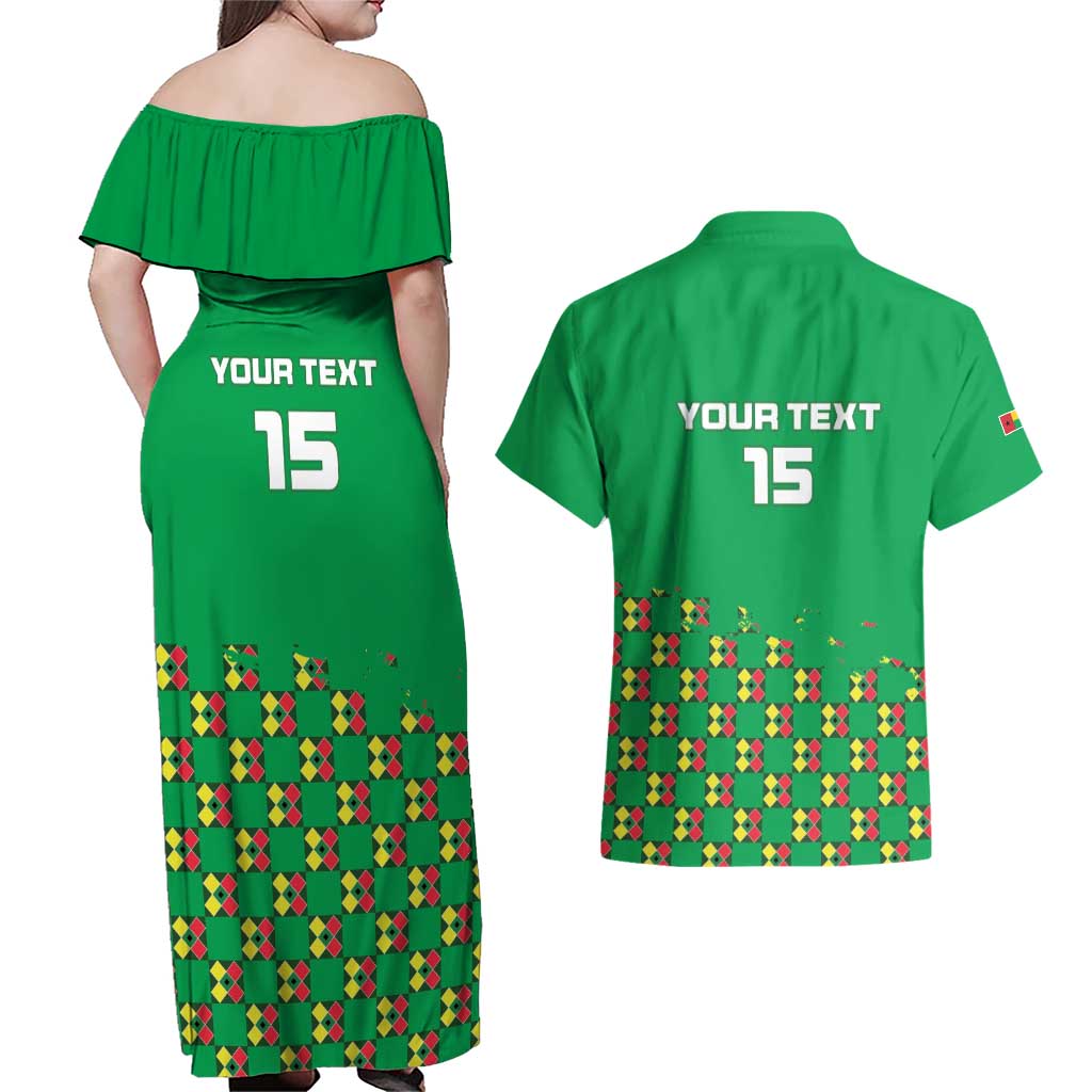 Custom Guinea Bissau Football Couples Matching Off Shoulder Maxi Dress and Hawaiian Shirt Go Djurtus - Green Ver - Wonder Print Shop