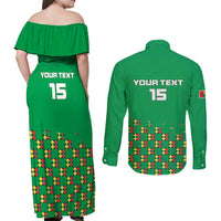 Custom Guinea Bissau Football Couples Matching Off Shoulder Maxi Dress and Long Sleeve Button Shirt Go Djurtus - Green Ver - Wonder Print Shop