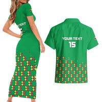 Custom Guinea Bissau Football Couples Matching Short Sleeve Bodycon Dress and Hawaiian Shirt Go Djurtus - Green Ver - Wonder Print Shop