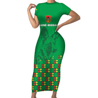 Custom Guinea Bissau Football Family Matching Short Sleeve Bodycon Dress and Hawaiian Shirt Go Djurtus - Green Ver - Wonder Print Shop