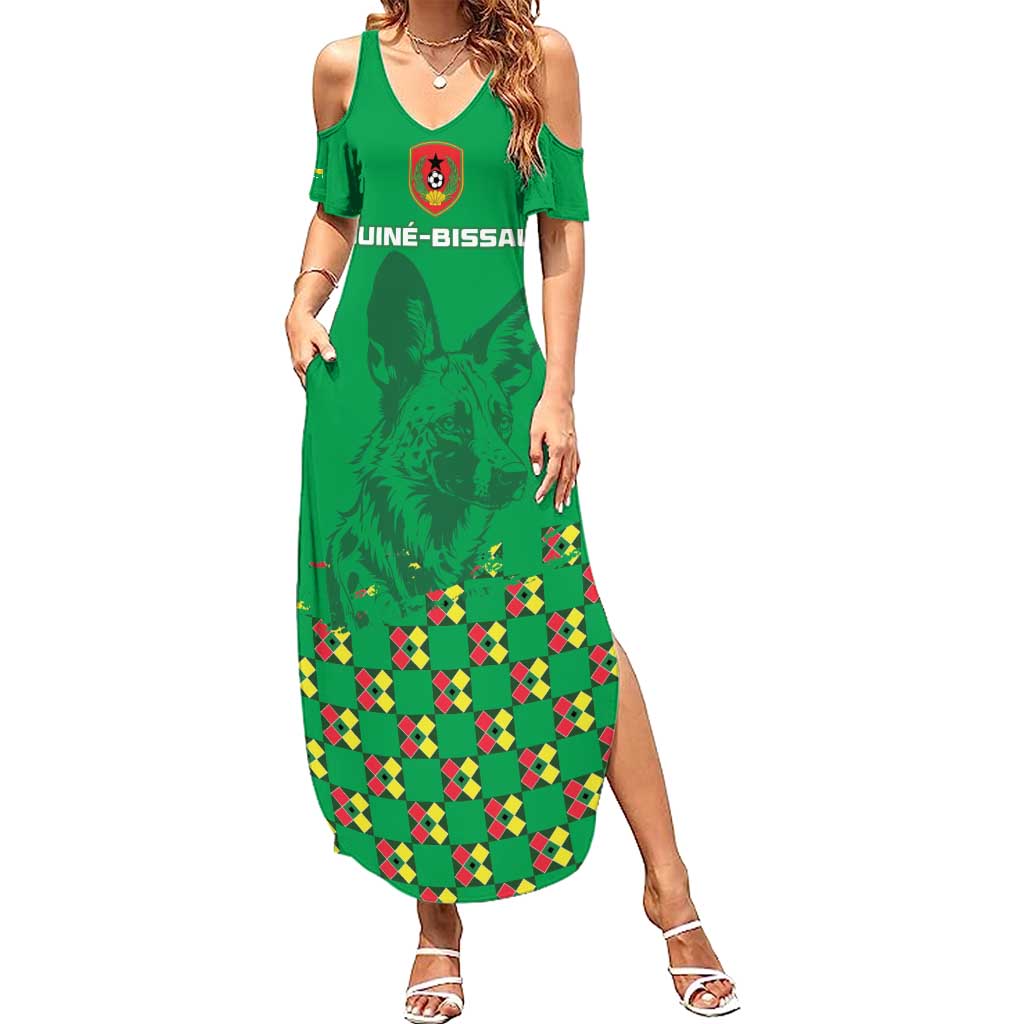 Custom Guinea Bissau Football Family Matching Summer Maxi Dress and Hawaiian Shirt Go Djurtus - Green Ver - Wonder Print Shop