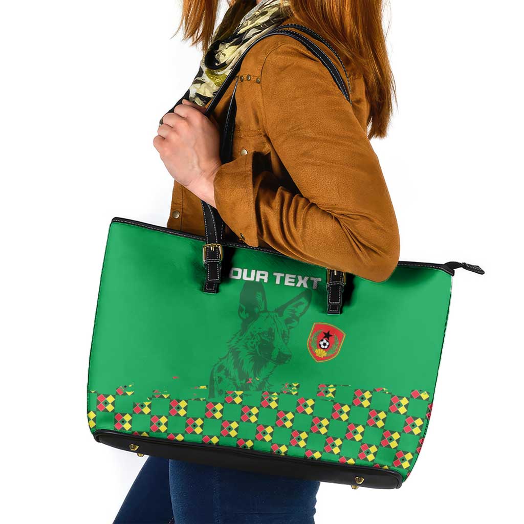 Custom Guinea Bissau Football Leather Tote Bag Go Djurtus - Green Ver - Wonder Print Shop