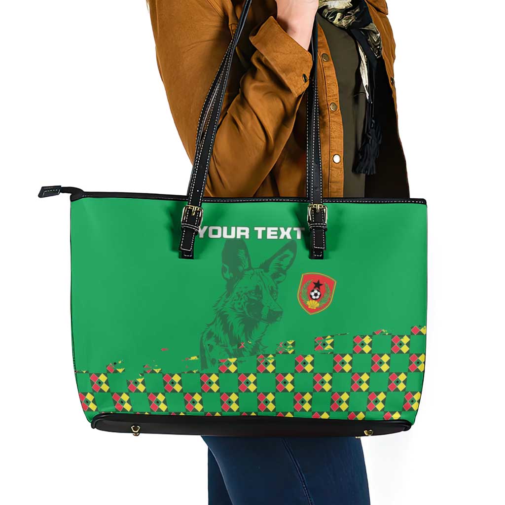 Custom Guinea Bissau Football Leather Tote Bag Go Djurtus - Green Ver - Wonder Print Shop