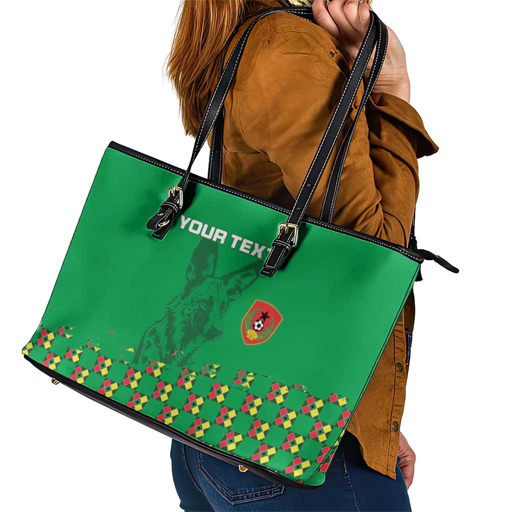 Custom Guinea Bissau Football Leather Tote Bag Go Djurtus - Green Ver - Wonder Print Shop