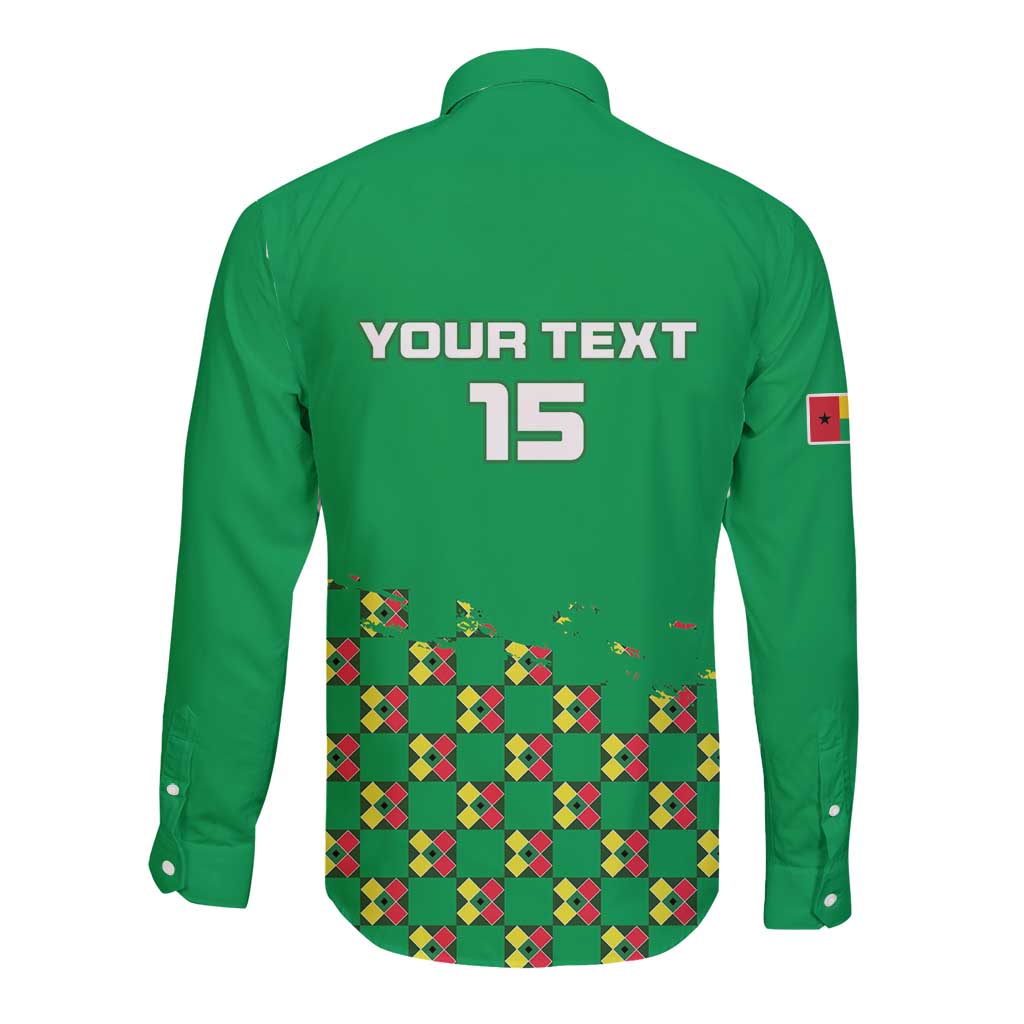 Custom Guinea Bissau Football Long Sleeve Button Shirt Go Djurtus - Green Ver - Wonder Print Shop