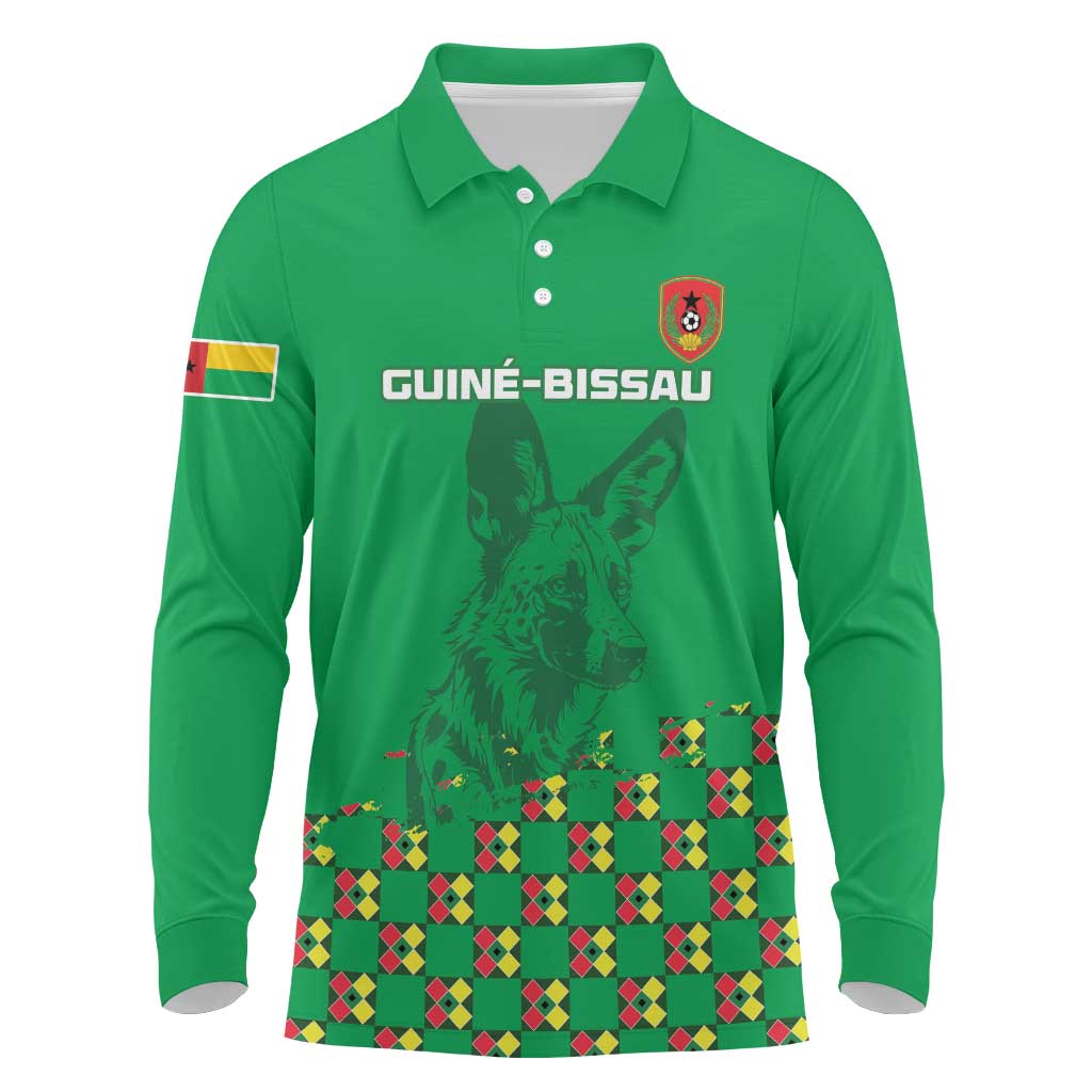 Custom Guinea Bissau Football Long Sleeve Polo Shirt Go Djurtus - Green Ver - Wonder Print Shop