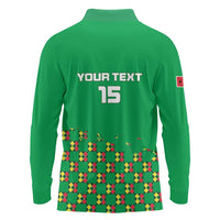 Custom Guinea Bissau Football Long Sleeve Polo Shirt Go Djurtus - Green Ver - Wonder Print Shop