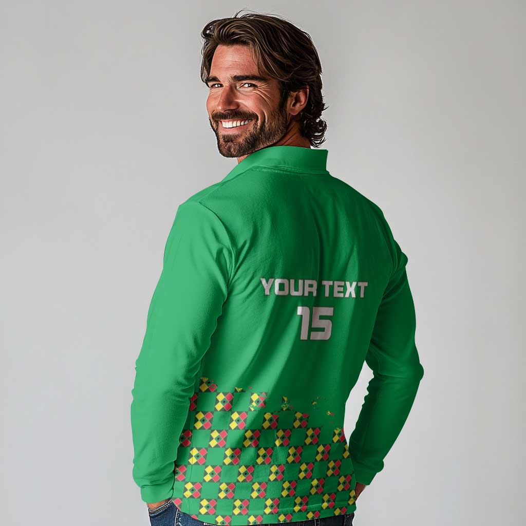 Custom Guinea Bissau Football Long Sleeve Polo Shirt Go Djurtus - Green Ver - Wonder Print Shop