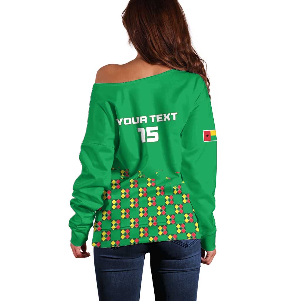 Custom Guinea Bissau Football Off Shoulder Sweater Go Djurtus - Green Ver - Wonder Print Shop