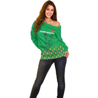 Custom Guinea Bissau Football Off Shoulder Sweater Go Djurtus - Green Ver - Wonder Print Shop