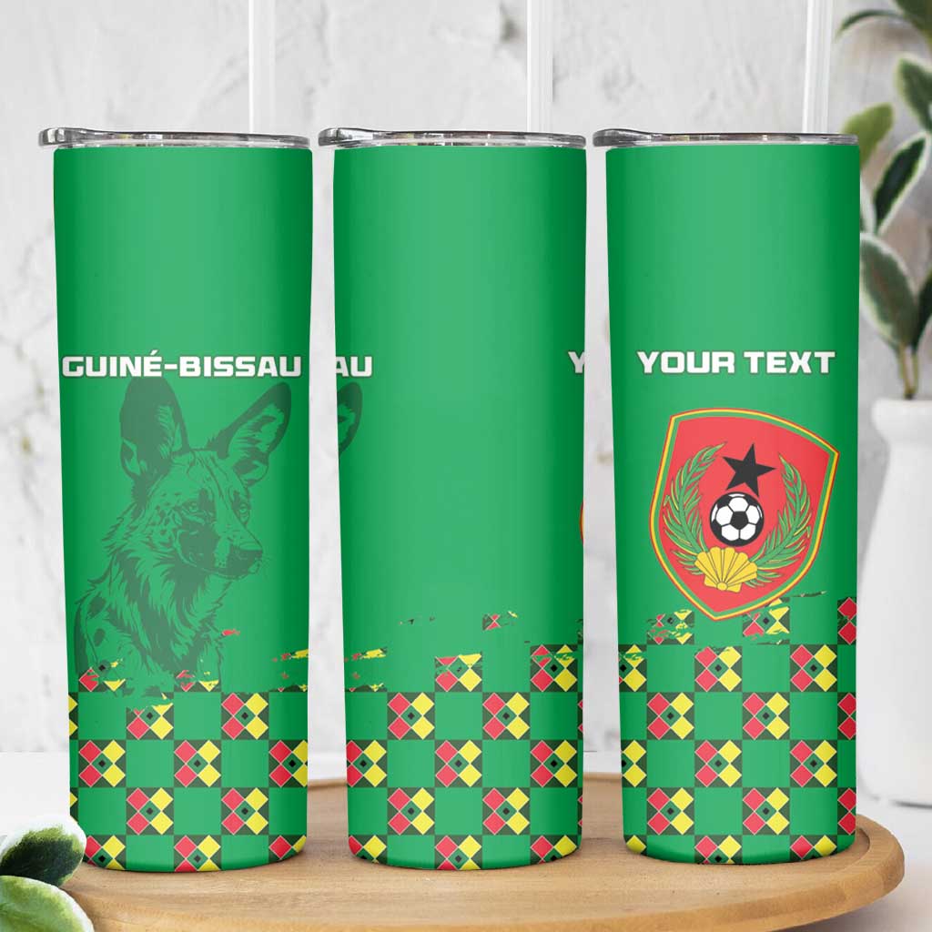 Custom Guinea Bissau Football Skinny Tumbler Go Djurtus - Green Ver - Wonder Print Shop