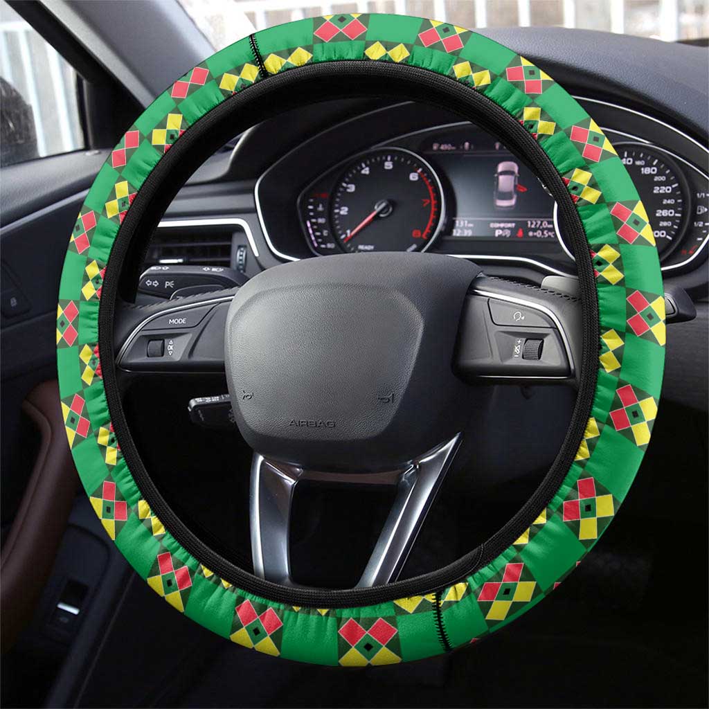 Guinea Bissau Football Steering Wheel Cover Go Djurtus - Green Ver - Wonder Print Shop