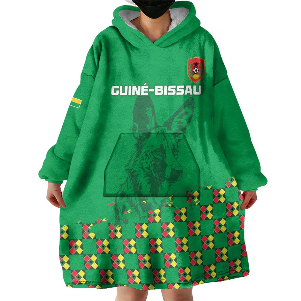 Custom Guinea Bissau Football Wearable Blanket Hoodie Go Djurtus - Green Ver - Wonder Print Shop
