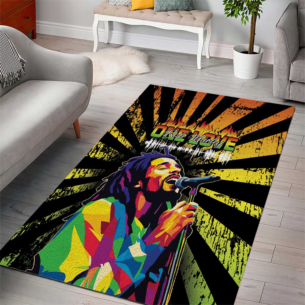 Reggae Legend Bob Area Rug Grunge Style - Wonder Print Shop