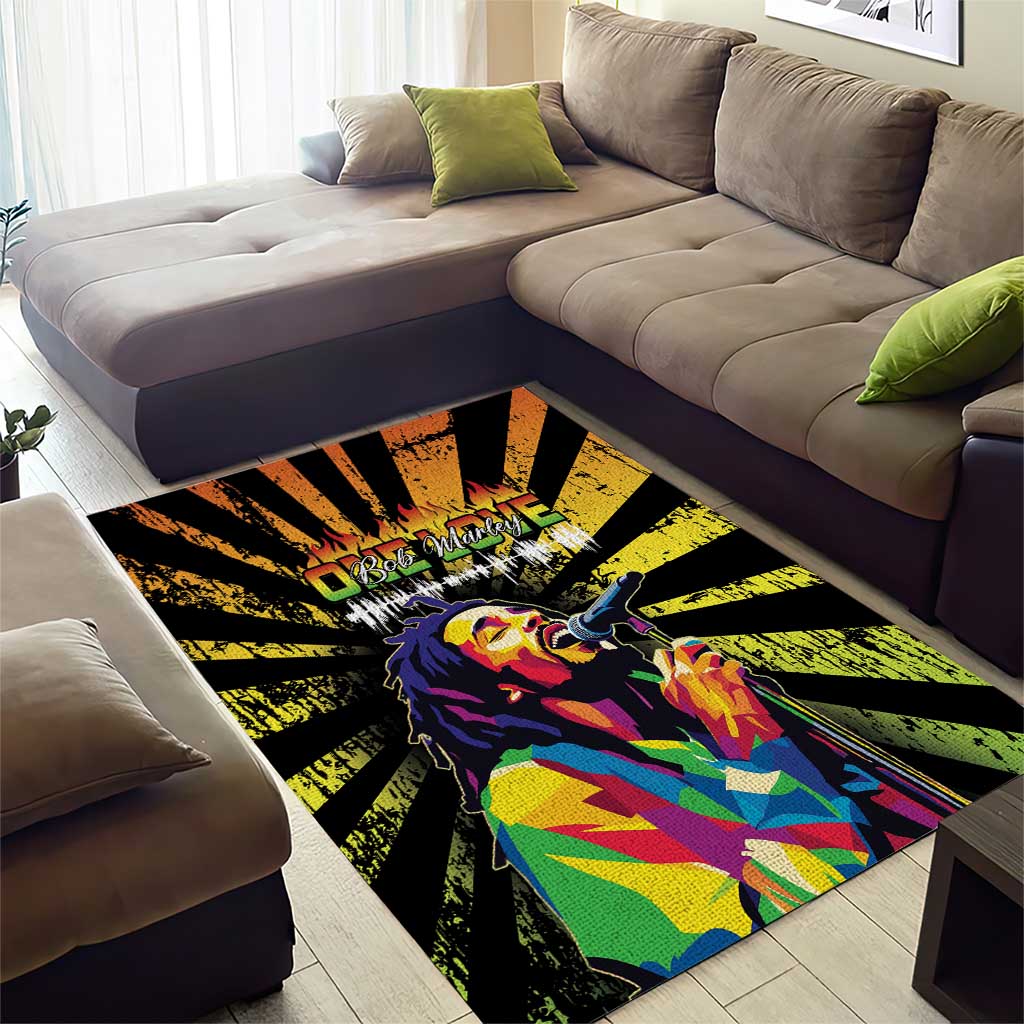 Reggae Legend Bob Area Rug Grunge Style - Wonder Print Shop