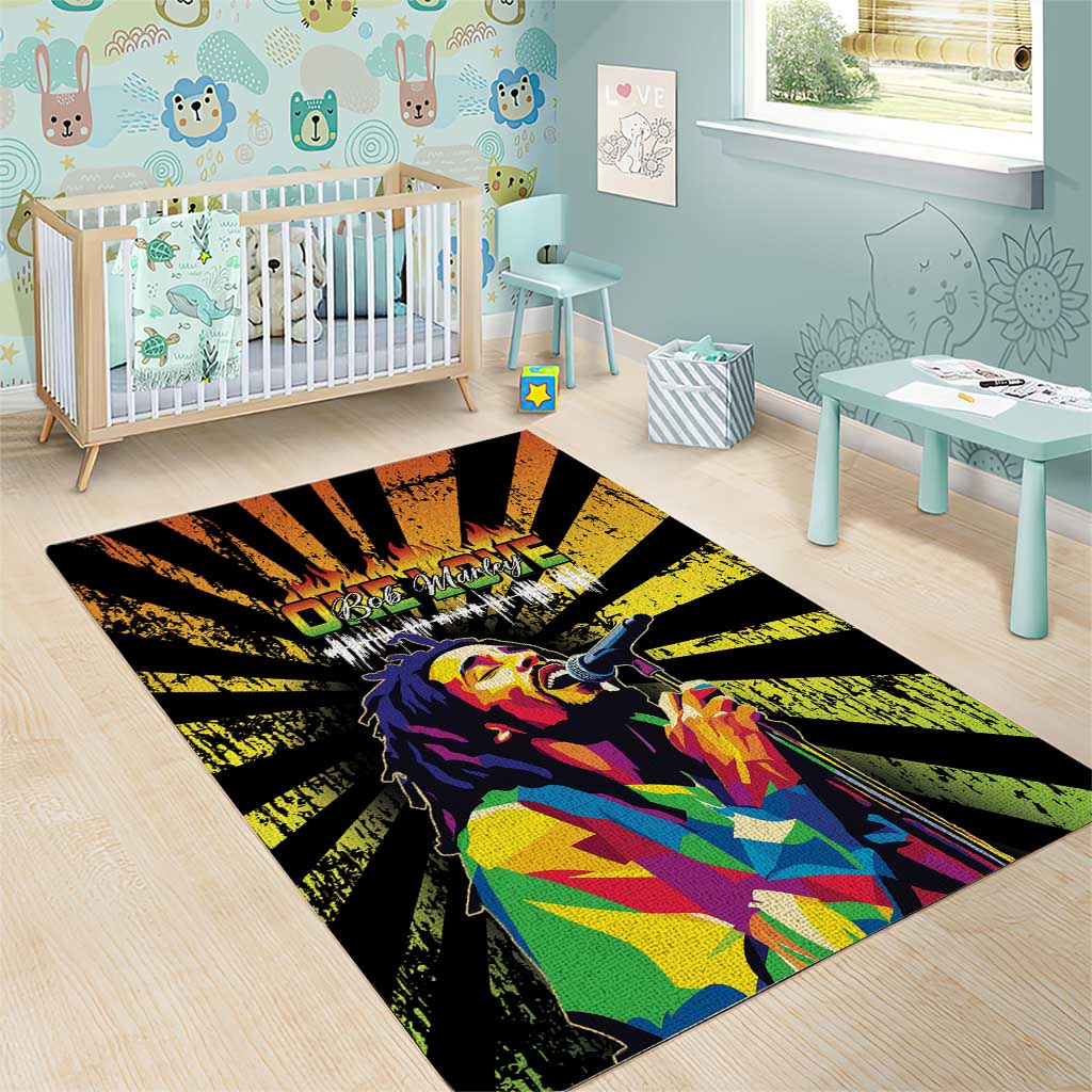 Reggae Legend Bob Area Rug Grunge Style - Wonder Print Shop