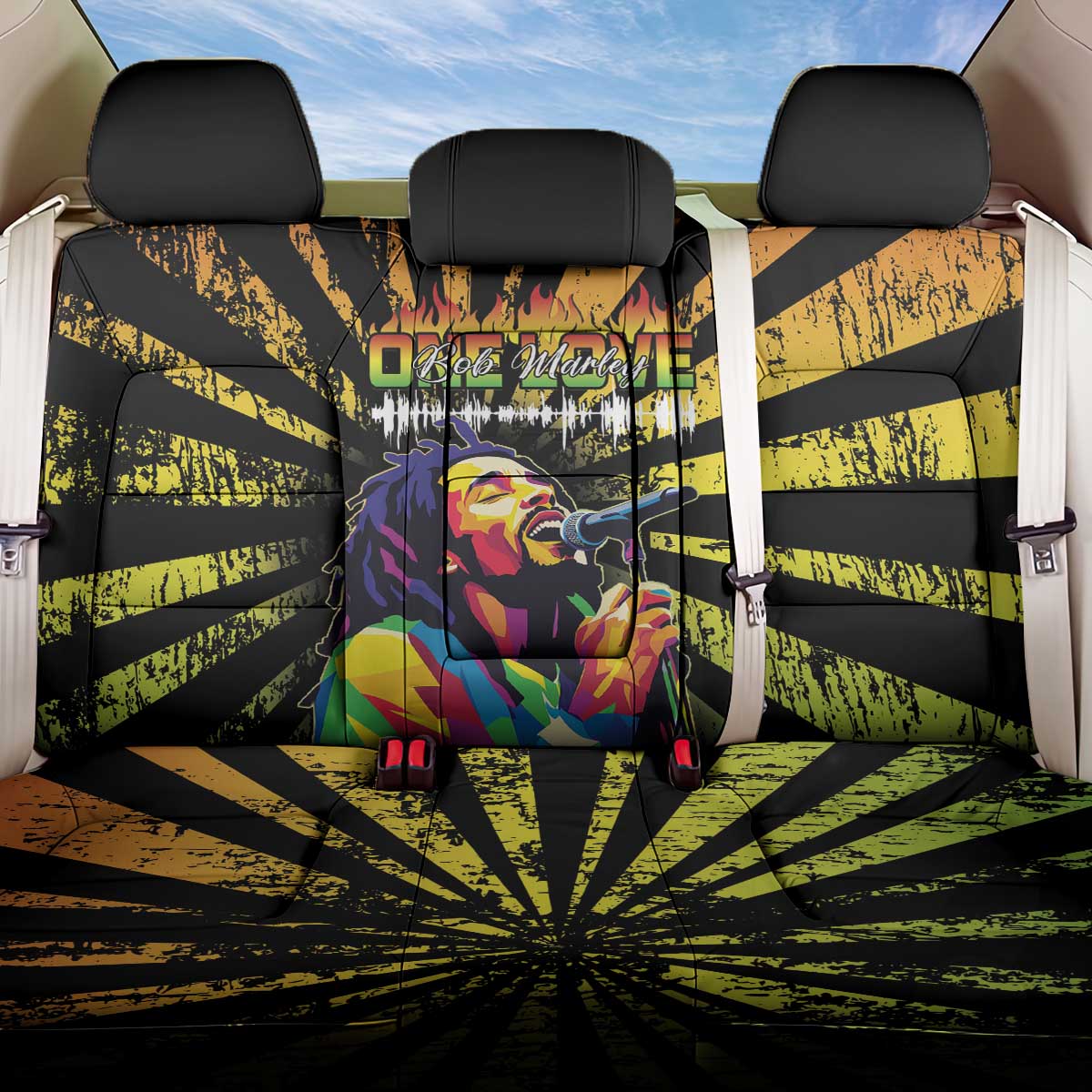 Reggae Legend Bob Back Car Seat Cover Grunge Style - Wonder Print Shop
