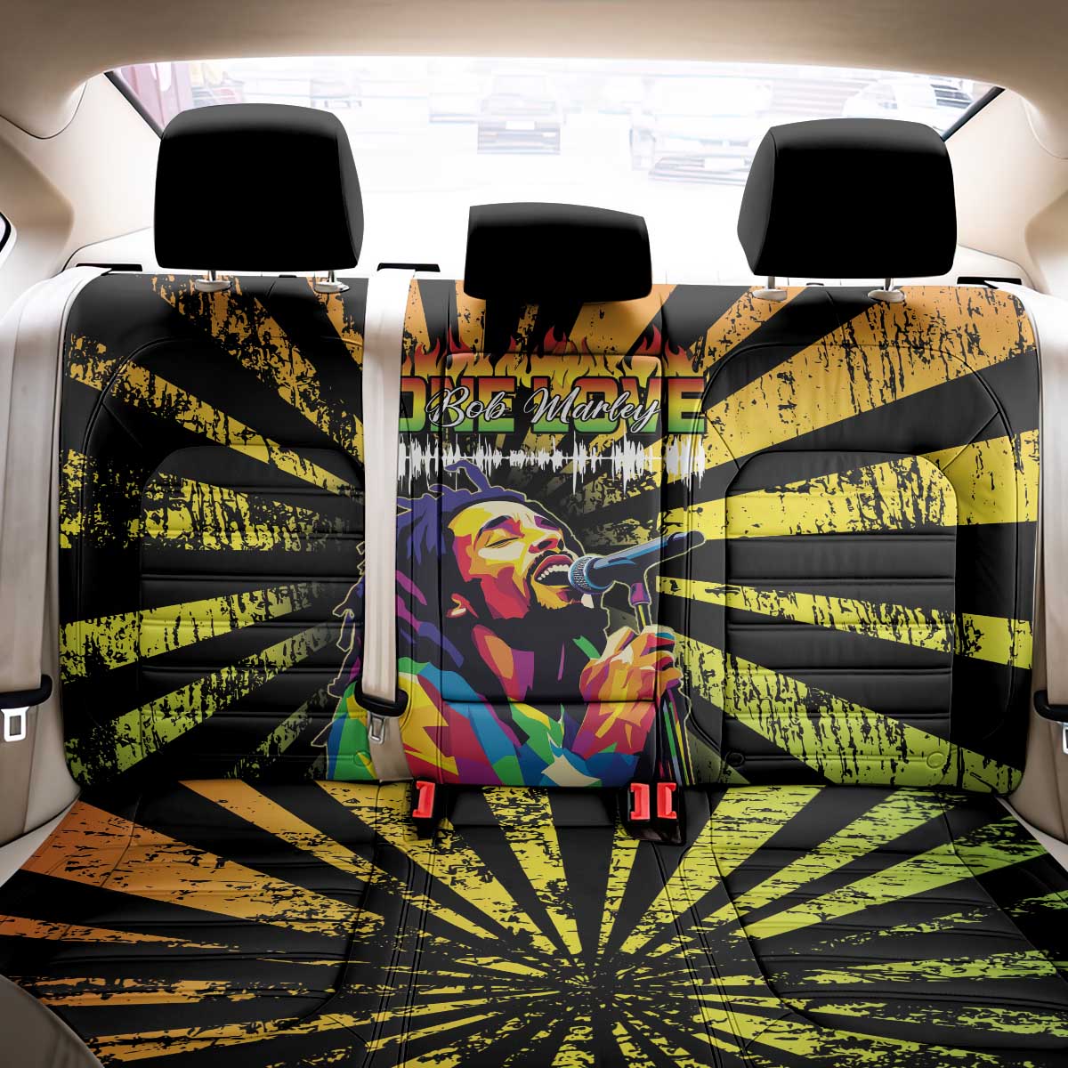 Reggae Legend Bob Back Car Seat Cover Grunge Style - Wonder Print Shop