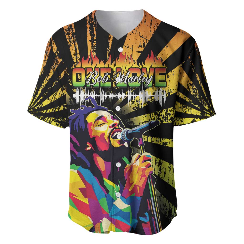 Reggae Legend Bob Baseball Jersey Grunge Style - Wonder Print Shop