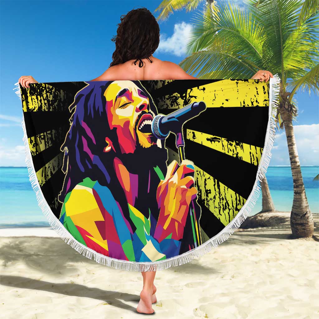 Reggae Legend Bob Beach Blanket Grunge Style - Wonder Print Shop