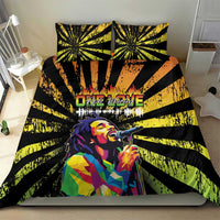 Reggae Legend Bob Bedding Set Grunge Style - Wonder Print Shop