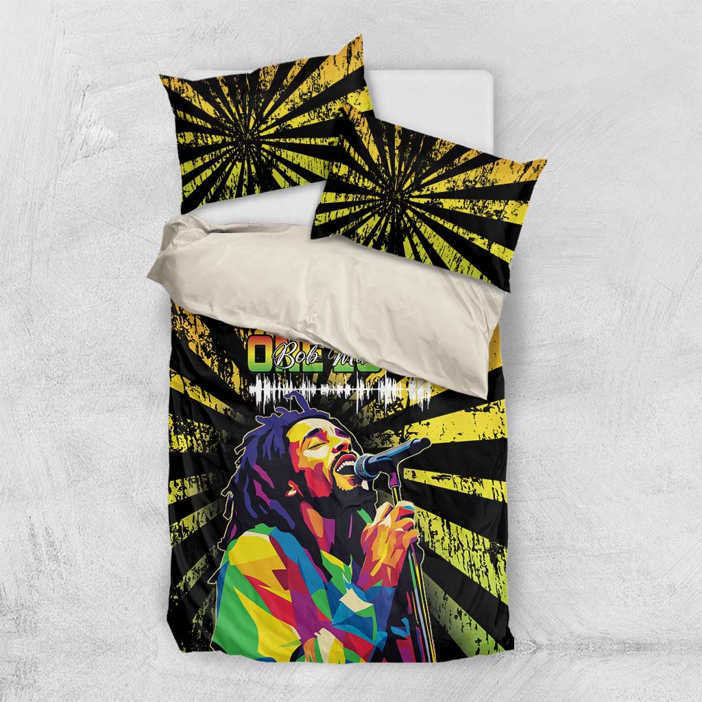 Reggae Legend Bob Bedding Set Grunge Style - Wonder Print Shop
