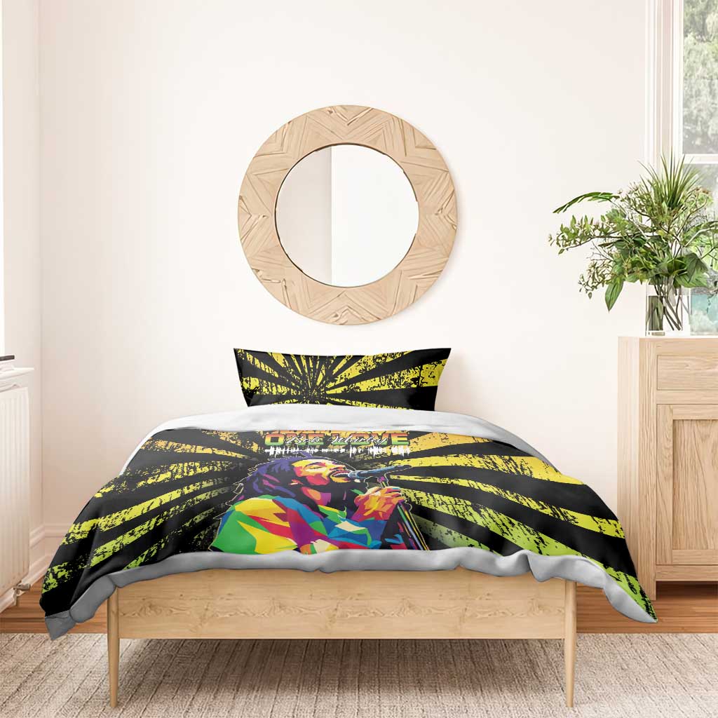 Reggae Legend Bob Bedding Set Grunge Style - Wonder Print Shop