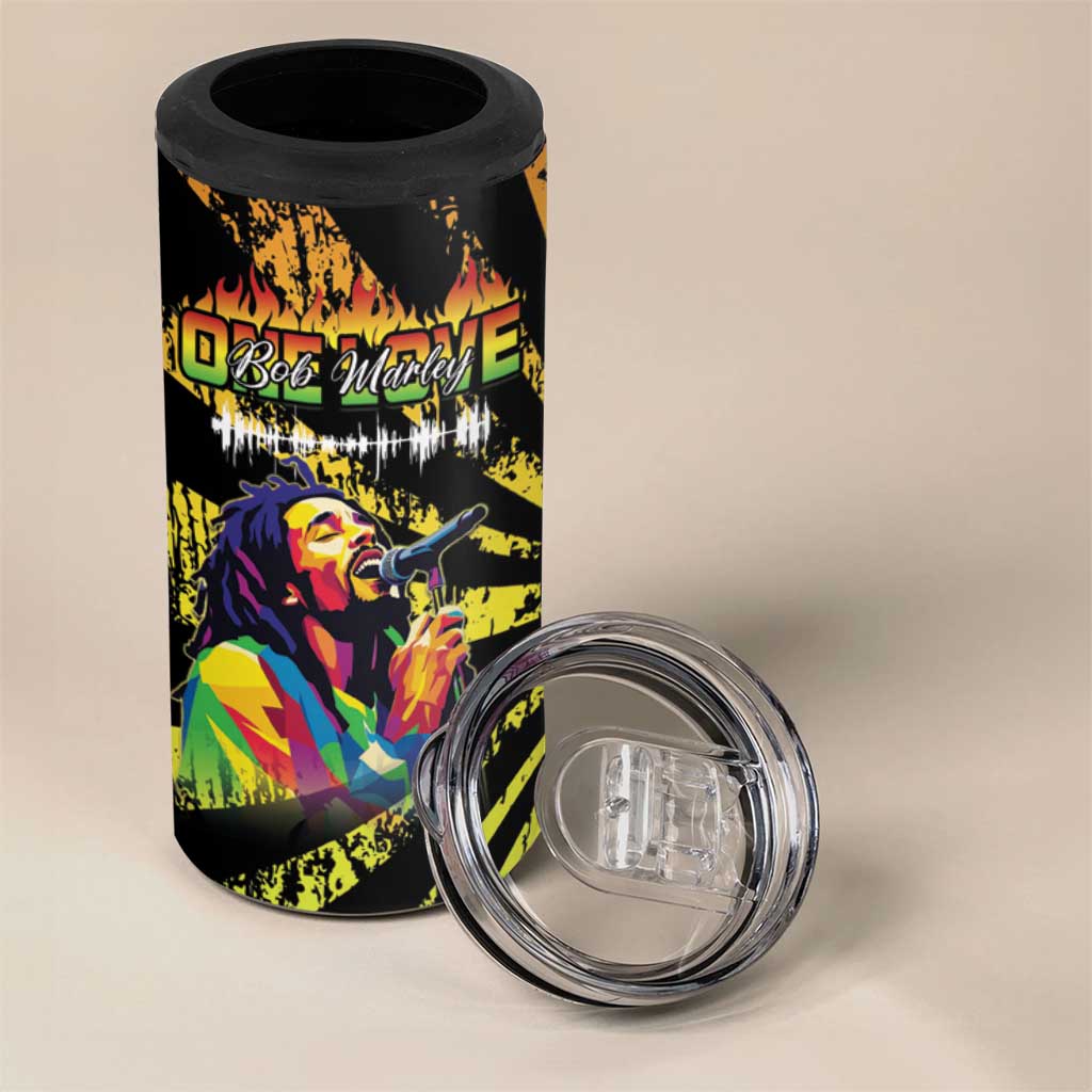 Reggae Legend Bob 4 in 1 Can Cooler Tumbler Grunge Style - Wonder Print Shop