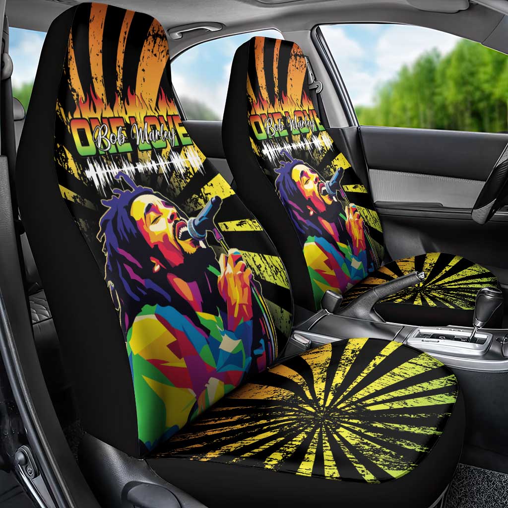 Reggae Legend Bob Car Seat Cover Grunge Style - Wonder Print Shop