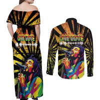Reggae Legend Bob Couples Matching Off Shoulder Maxi Dress and Long Sleeve Button Shirt Grunge Style - Wonder Print Shop