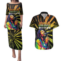 Reggae Legend Bob Couples Matching Puletasi and Hawaiian Shirt Grunge Style - Wonder Print Shop