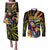 Reggae Legend Bob Couples Matching Puletasi and Long Sleeve Button Shirt Grunge Style - Wonder Print Shop
