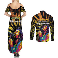 Reggae Legend Bob Couples Matching Summer Maxi Dress and Long Sleeve Button Shirt Grunge Style - Wonder Print Shop