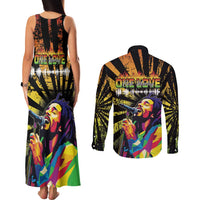 Reggae Legend Bob Couples Matching Tank Maxi Dress and Long Sleeve Button Shirt Grunge Style - Wonder Print Shop