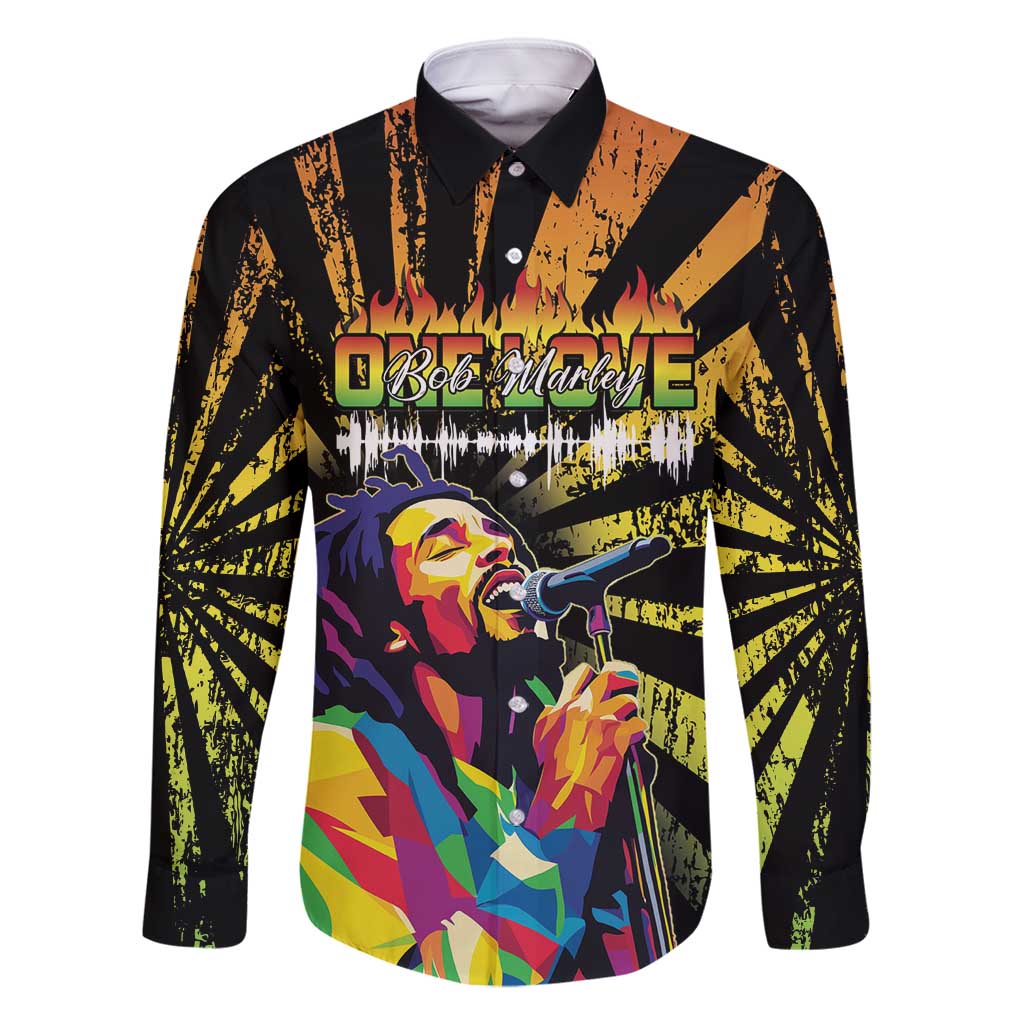 Reggae Legend Bob Family Matching Long Sleeve Bodycon Dress and Hawaiian Shirt Grunge Style - Wonder Print Shop