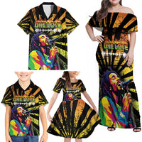 Reggae Legend Bob Family Matching Off Shoulder Maxi Dress and Hawaiian Shirt Grunge Style - Wonder Print Shop