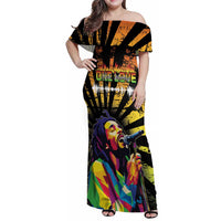 Reggae Legend Bob Family Matching Off Shoulder Maxi Dress and Hawaiian Shirt Grunge Style - Wonder Print Shop