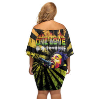 Reggae Legend Bob Family Matching Off Shoulder Short Dress and Hawaiian Shirt Grunge Style - Wonder Print Shop